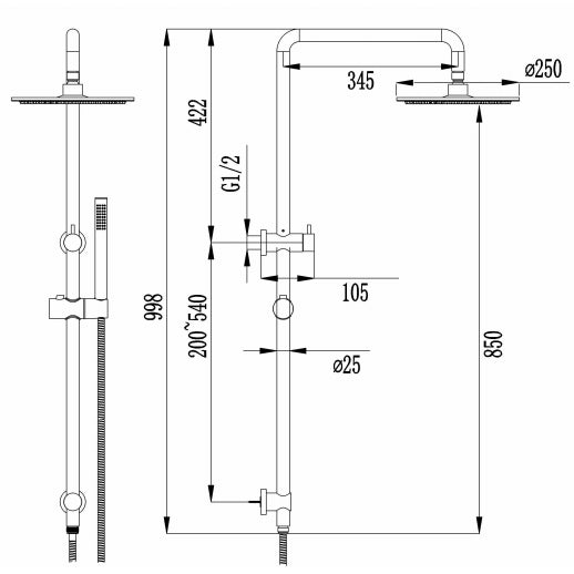 Oscar Twin Rail Shower