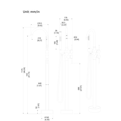 Oscar Floor Mounted Twin Bath Mixer